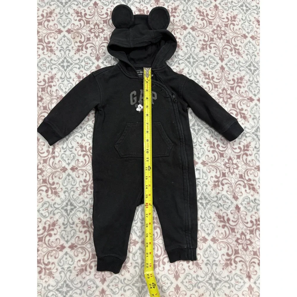 Baby Gap x Disney Mickey Mouse Hooded Romper Black Ears 6-12 Months One Piece